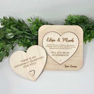Godparents Godfather Godmother invitation | Godparents proposal | Will you be my godparent | Baptism gift | Baptism proposal | heart design
