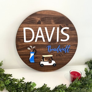 Benutzerdefinierte Baby Namensschild | Kinderzimmer Namensschild | Baby Boy Schild |Rund Holz Kinderzimmer Schild | Golf Kinderzimmer Schild | Baby Namensschild | Rundes Namensschild