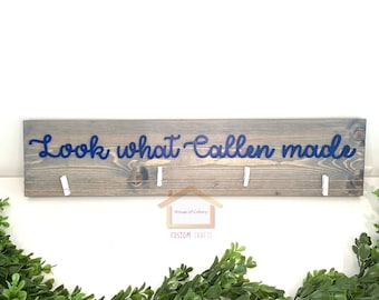 Kinder Kunst | look what I made Sign | Kinder kunst aufsteller für wand | Kinder kunst display | Namensschild | Kinderbild Galerie Schild |