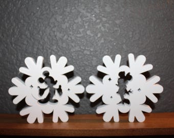 Mickey and Minnie Inspired Silhouette Standing Snowflakes