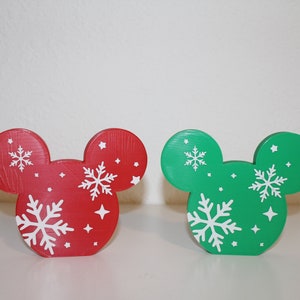 Mickey Red & Green Christmas Snowflake Set