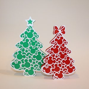 Hidden Mickey and Minnie Christmas Tree Set (Red/Green)