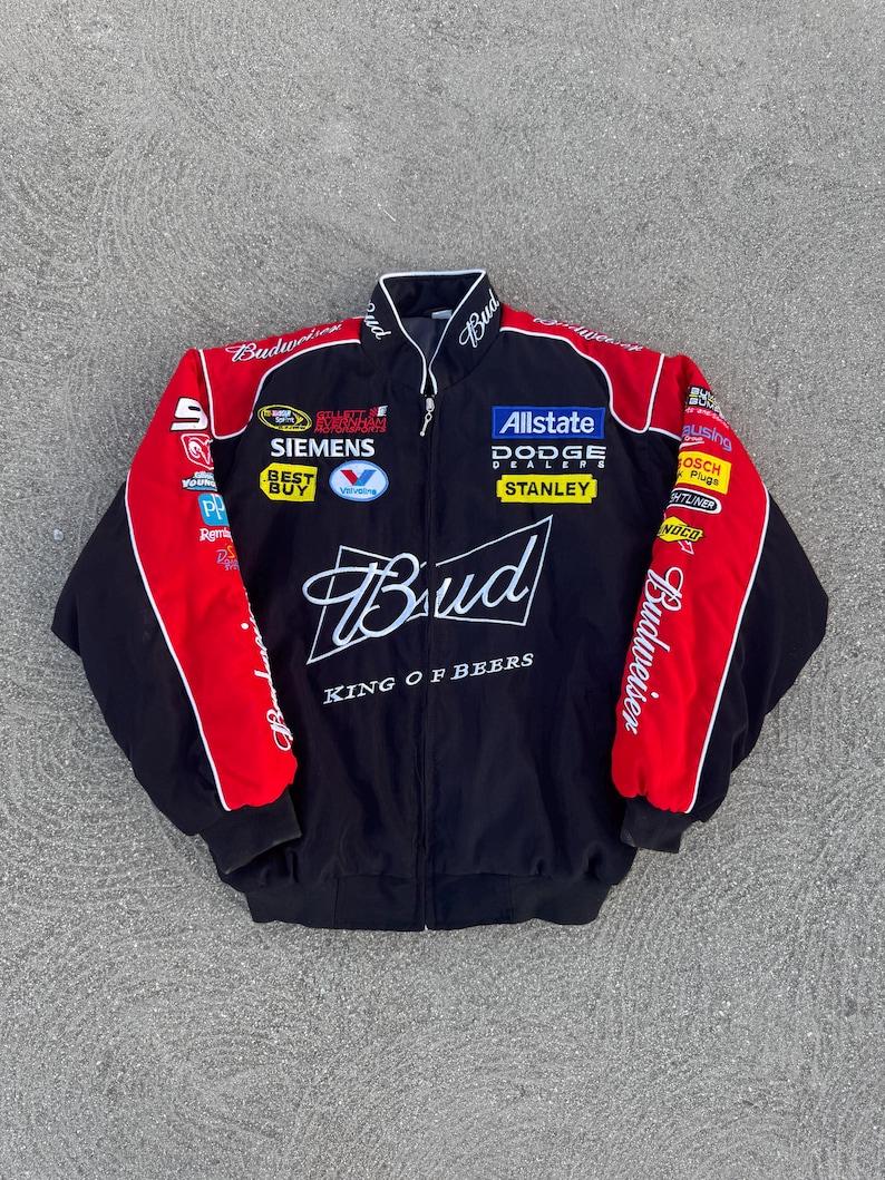 Budweiser Nascar Jacket - Etsy Budweiser Nascar Jacket - Etsy