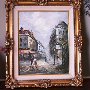Vintage French Impressionism Paris Cityscape Oil Painting signed by Caroline Burnett.