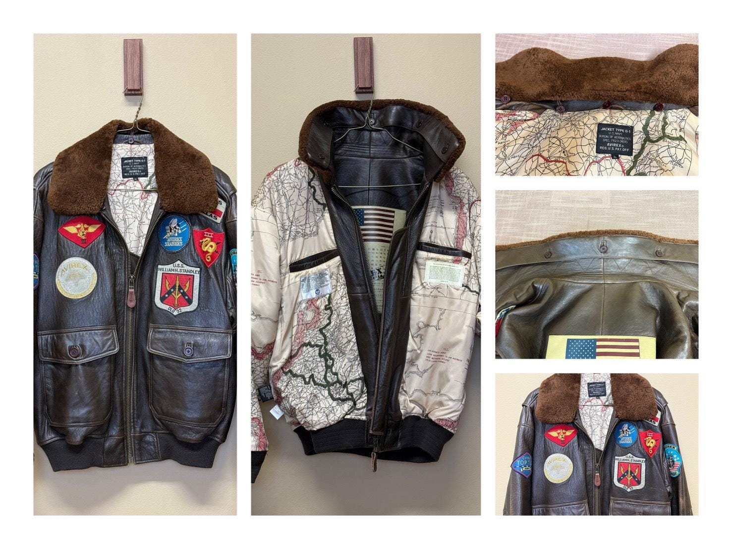 Avirex Vintage Bomber Jacket XL, Top Gun G1 Leather Flight Coat