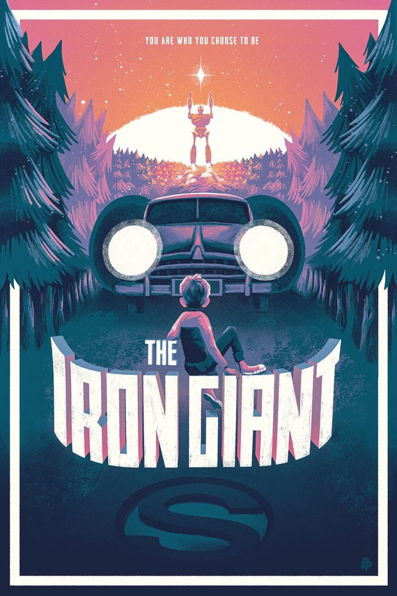 The Iron Giant Movie Poster Animated Science Fiction Action Etsy