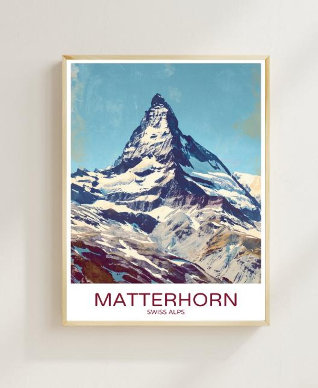 Matterhorn Swiss Alps Travel Poster Majestic Mountain Wall Art, Iconic ...