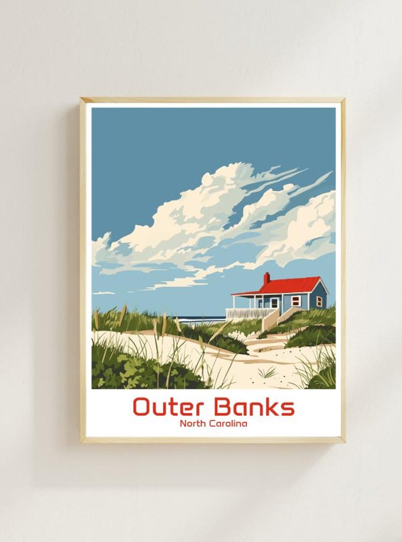 Outer Banks North Carolina Travel Postercoastal Wall Art of
