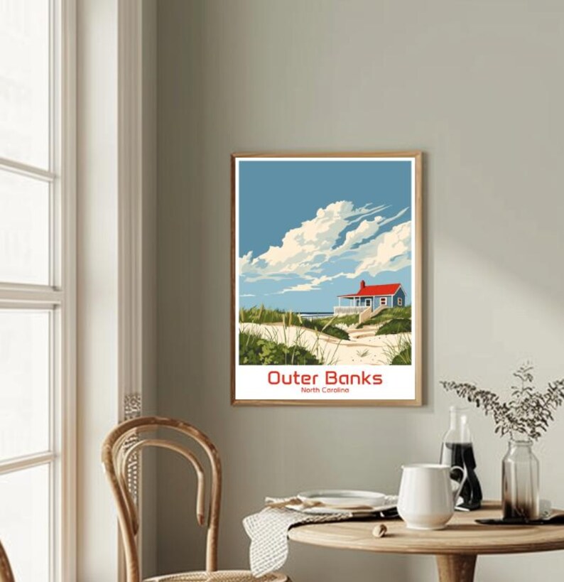 Outer Banks North Carolina Travel Postercoastal Wall Art of
