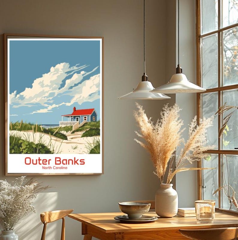 Outer Banks North Carolina Travel Postercoastal Wall Art of
