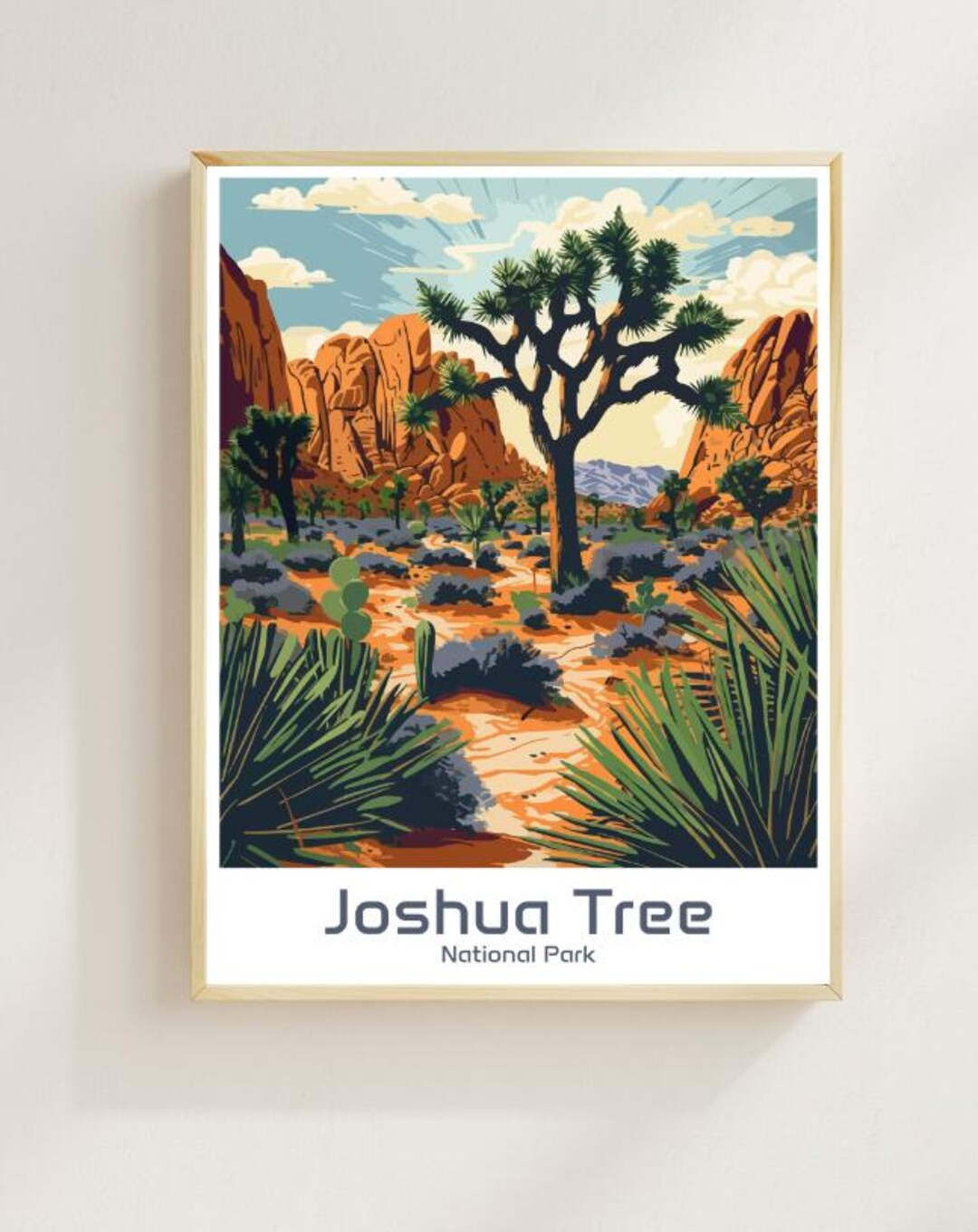 Joshua Tree National Park Travel Poster Desert Landscape Wall Art ...