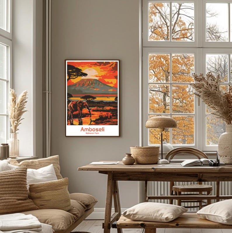 Amboseli National Park Travel Postermount Kilimanjaro and Wildlife