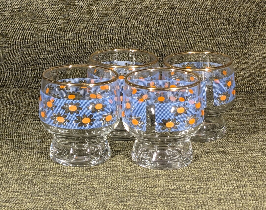 Four Floral Spotty Glasses Etsy Australia