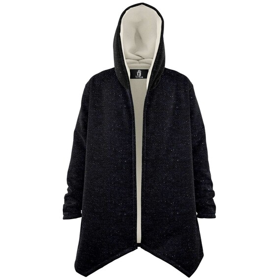 One Tribe Black Tweed Lounge Fleece Winter Cloak Jacket Adult | Etsy
