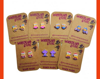 Cartoon style Earrings. Studs Approx 10/15mm, dangles approx 20/25mm