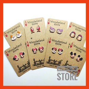 Cartoons style Earrings. Size: Approx 10/15mm studs and 20/25mm dangles.