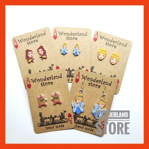 Cartoons style Earrings. Size: Approx 10/15mm studs and 20/25mm dangles.
