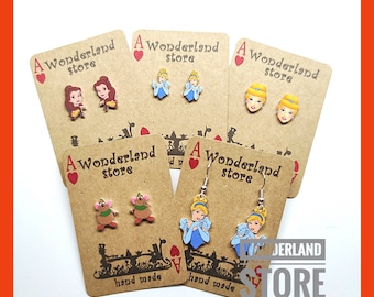 Cartoons style Earrings. Size: Approx 10/15mm studs and 20/25mm dangles.