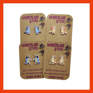 Cartoons inspired Earrings. Size: Approx 10/15mm studs and 20/25mm dangles.