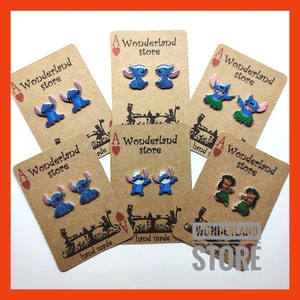 Cartoons Earrings. Size: Approx 10/15mm studs and 20/25mm dangles.