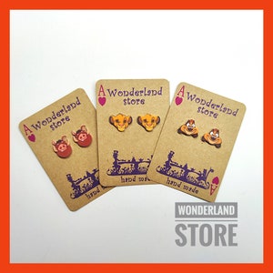 Cartoon style stud Earrings. Studs approx 10/15mm, dangles approx 20/25mm