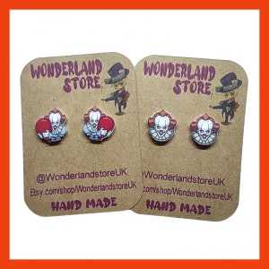 Cartoon style Earrings. Size: Approx 10/15mm studs and 20/25mm dangles.