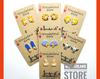 Cartoon style earrings. Approx 10/15mm studs or 20/25mm dangles