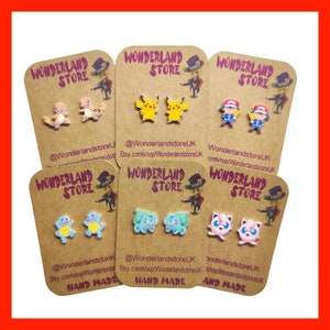 Cartoon style Earrings. Approx 10/15mm studs or 20/25mm dangles.