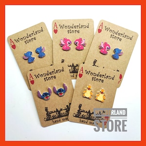 Cartoons Earrings. Size: Approx 10/15mm studs or 20/25mm dangles.