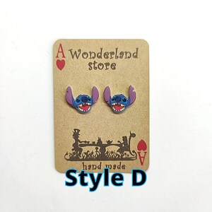 Cartoons Earrings. Size: Approx 10/15mm studs or 20/25mm dangles. D
