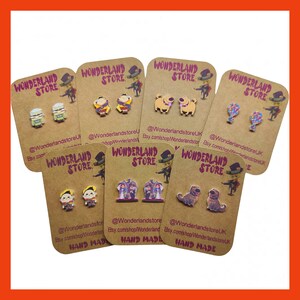 Cartoon inspired Earrings. Studs approx 10/15mm, dangles approx 20/25mm