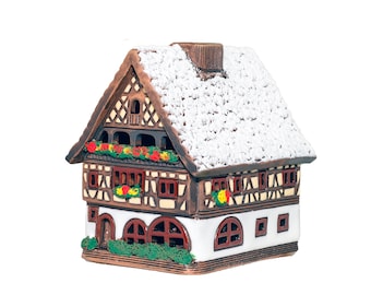 Alsatian style ceramic candle  house