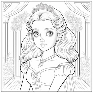 Princess Coloring Book, Printable Coloring Book, Princess Coloring Pages, Girls Printable Pages, Girls Printable Drawing Pages 50 pages image 3