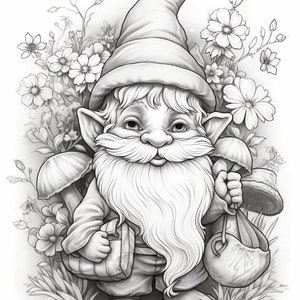 Cute Gnomes Coloring Pages, Printable Coloring Book, Coloring Pages ...