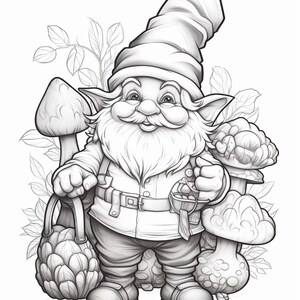 Cute Gnomes Coloring Pages, Printable Coloring Book, Coloring Pages ...