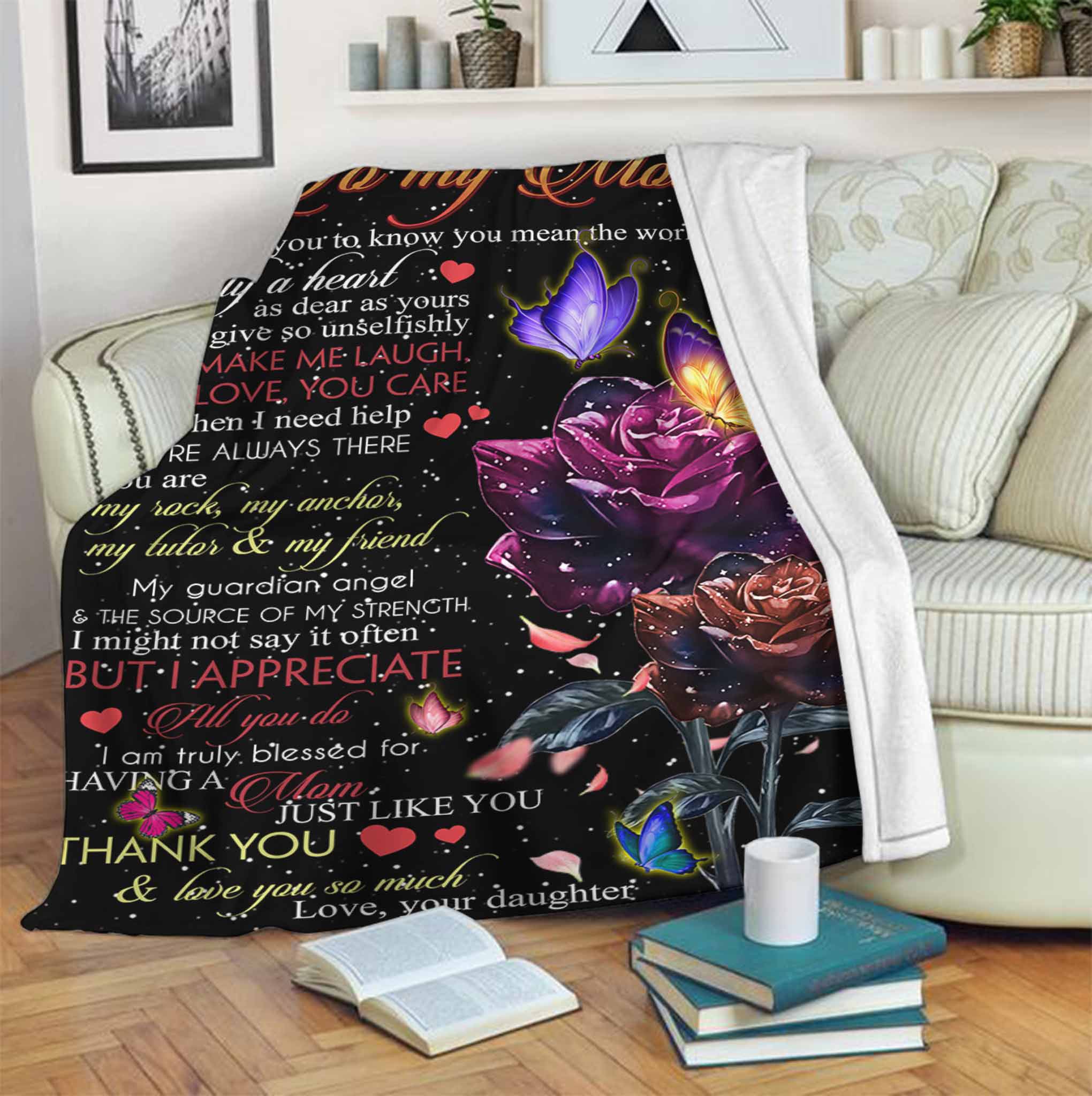 To My Mom Thank You I Love You So Much Blanket Fleece Etsy