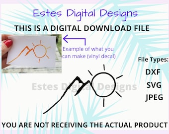 Mountain and Sun Digital Download File, Outdoor Loves Vinyl Download, Instant Digital Download, JPEG, DXF, SVG File