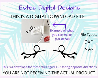Flying Stick Figures Digital Download, Stick Man Instant Download, DXF, SVG, Flying Car Figure Decal Download
