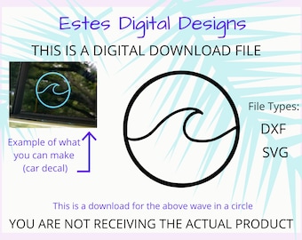 Circle Wave File, JPG, DXF and SVG, Tropical Digital Download, Svg Wave, Dxf Instant Download, Beach Wave Decal Download