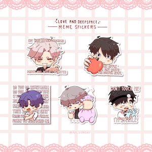 Love And Deepspace Holographic Meme Stickers Rafayel Zayne Xavier Sylus and Caleb