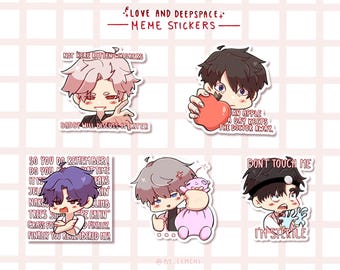 Love And Deepspace Holographic Meme Stickers Rafayel Zayne Xavier Sylus and Caleb