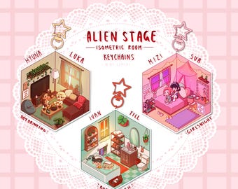 Alien Stage Isometric Room Epoxy Keychain Ivantill Hyunaluka Mizisua