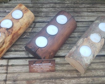 Handmade wooden tea light holder - 3 different styles available