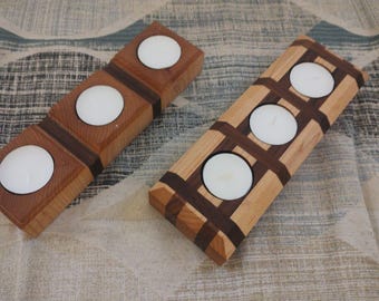 Handmade Maple and Walnut tealight holders