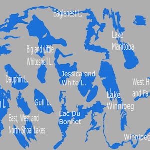 16 cartes individuelles du lac Manitoba Silhouette Contour Frontière Limite Géographie Ensemble SVG Vector Download
