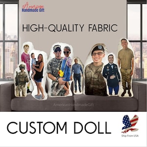 Daddy or Mommy Custom Photo Pillow, Face photo pillow, Comfort Doll, Military Doll, Memorial Doll, Army, Navy, Deployment Doll, Pet Pillow
