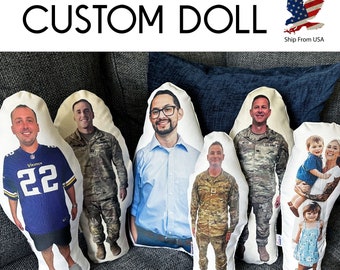 Daddy or Mommy Photo Pillow, Face photo pillow, Comfort Doll, Look-a-Like Doll, Military Doll, Memorial Doll, Army, Navy, Deployment Doll