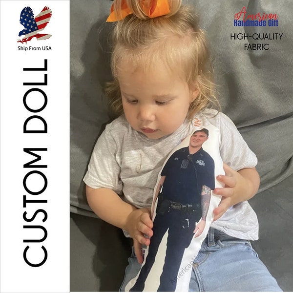 Daddy or Mommy Photo Pillow, Face photo pillow, Comfort Doll, Look-a-Like Doll, Military Doll, Memory Doll, Army Doll, Navy, Deployment Doll