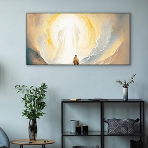 Savior Jesus In Heaven, Christian Wall Decoration, Christian Canvas Wall Art, Religious Canvas Painting, Religious Icon Art