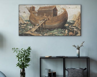 Die Arche Noah nach der Sintflut, Christliche Leinwandkunst, Religiöse Leinwandkunst, Christliche Leinwandmalerei, Christliche Wanddekoration